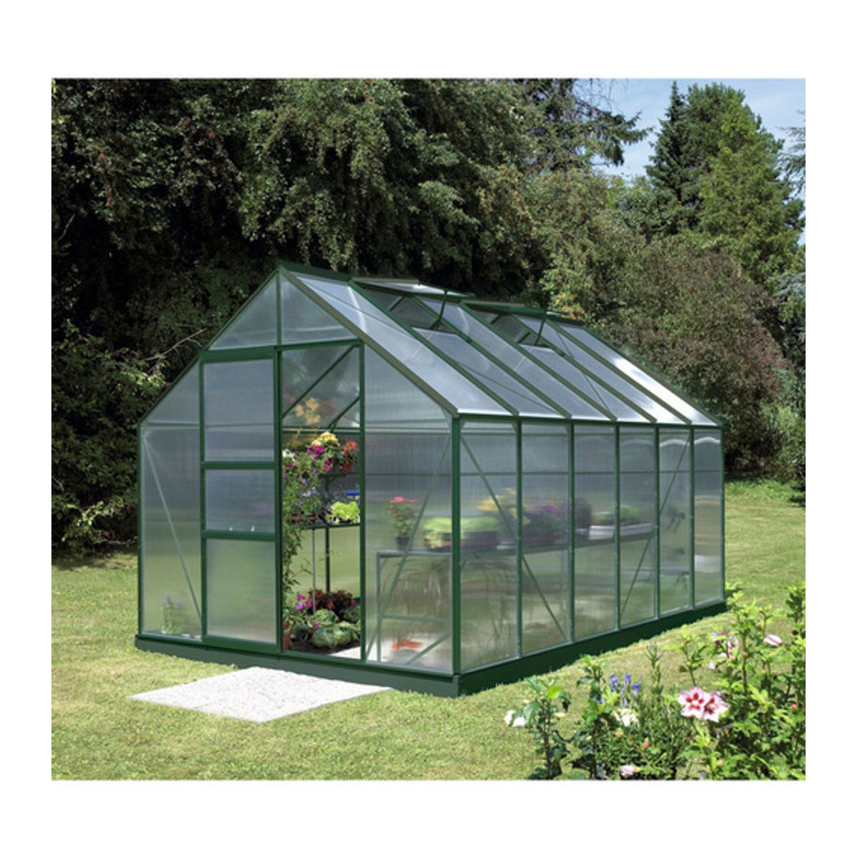 VITAVIA Gewächshaus Merkur, 9,9 m², Aluminium und Polycarbonat, Grau - Bild 1