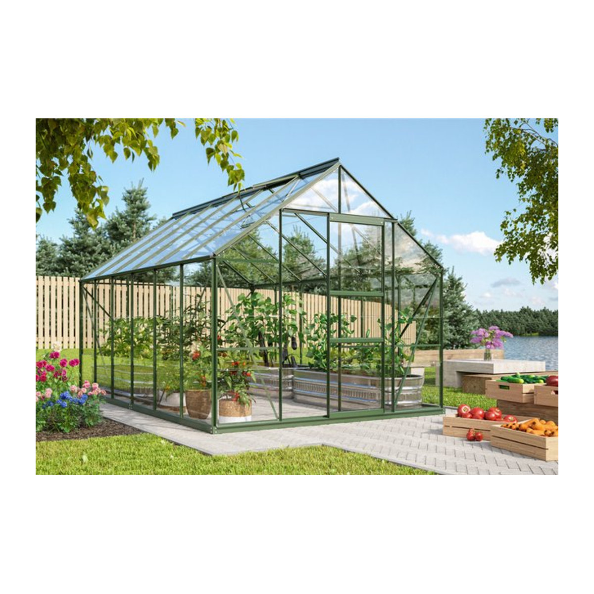 Vitavia Gewächshaus Merkur 9900 in Grün mit Aluminiumrahmen und ESG-Glas, 9,9 m² - Bild 1