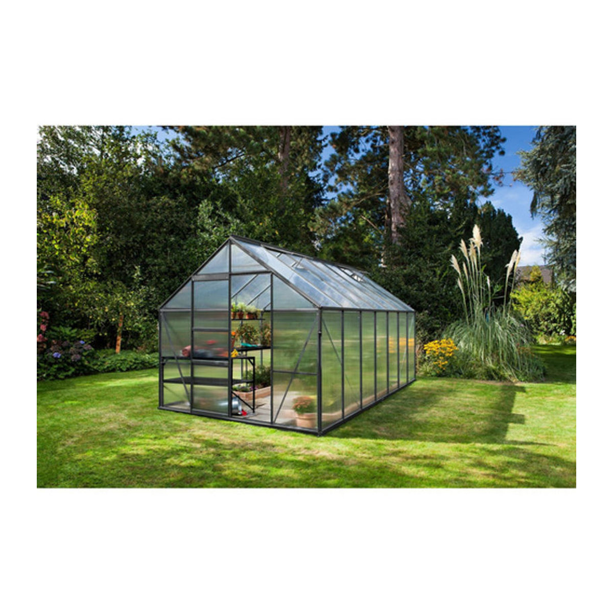 VITAVIA Gewächshaus Merkur in Grau mit Aluminiumrahmen und Polycarbonat-Verglasung, 11,5 m² - Bild 2