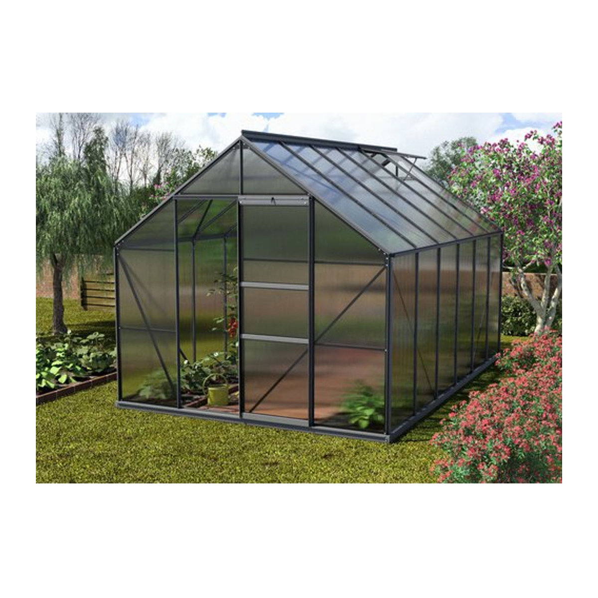 VITAVIA Gewächshaus Merkur in Grau mit Aluminiumrahmen und Polycarbonat-Verglasung, 9,9 m² - Bild 1