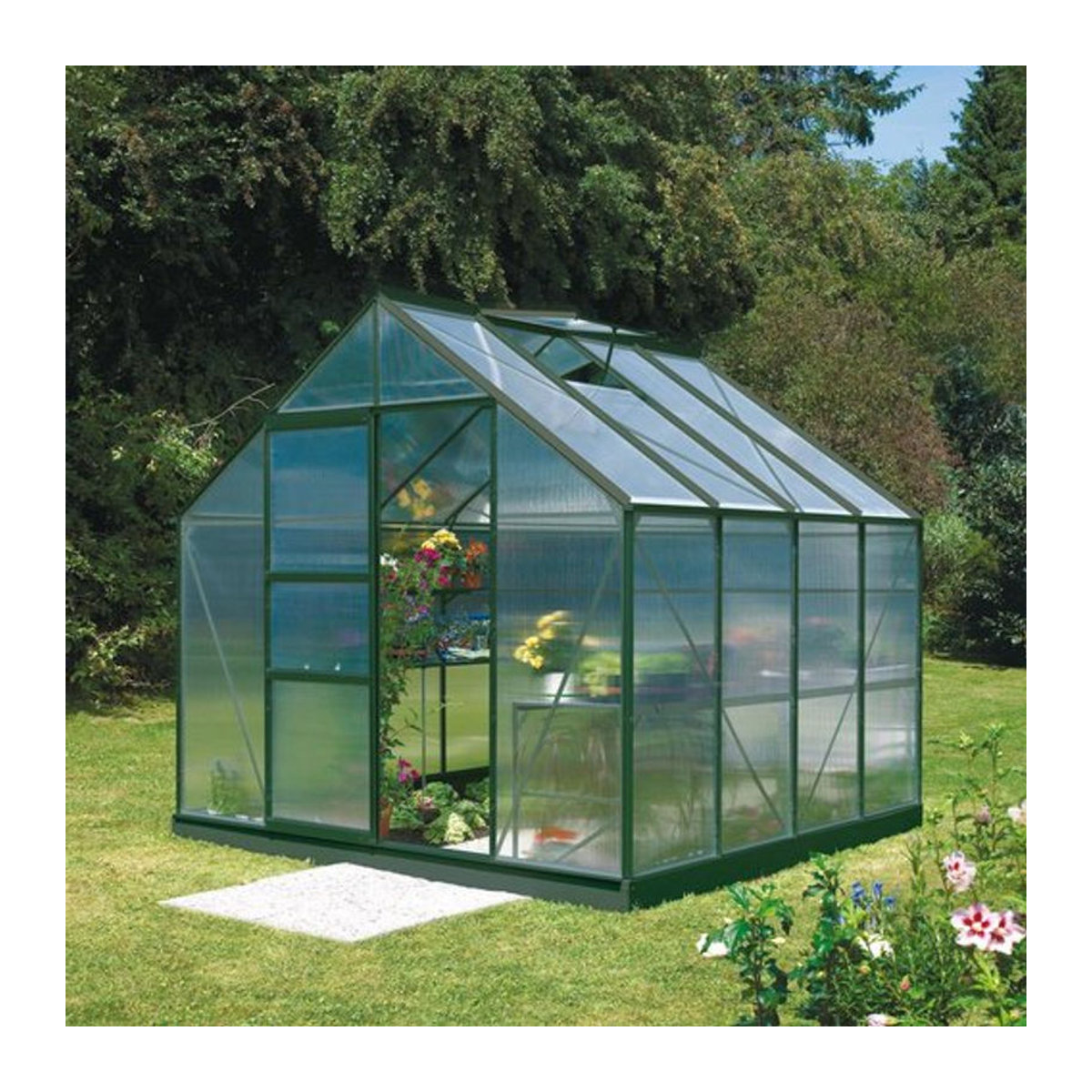 VITAVIA Gewächshaus Merkur in Grün aus Aluminium und Polycarbonat mit 6,7 m² Fläche - Bild 1