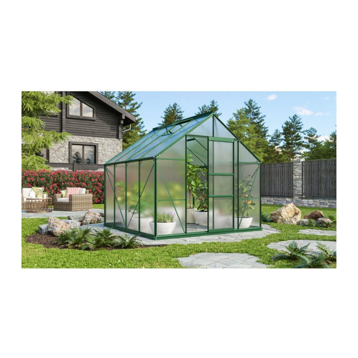 Vitavia Gewächshaus Merkur in Grün aus Aluminium und Polycarbonat mit 6,7 m² Fläche - Bild 1