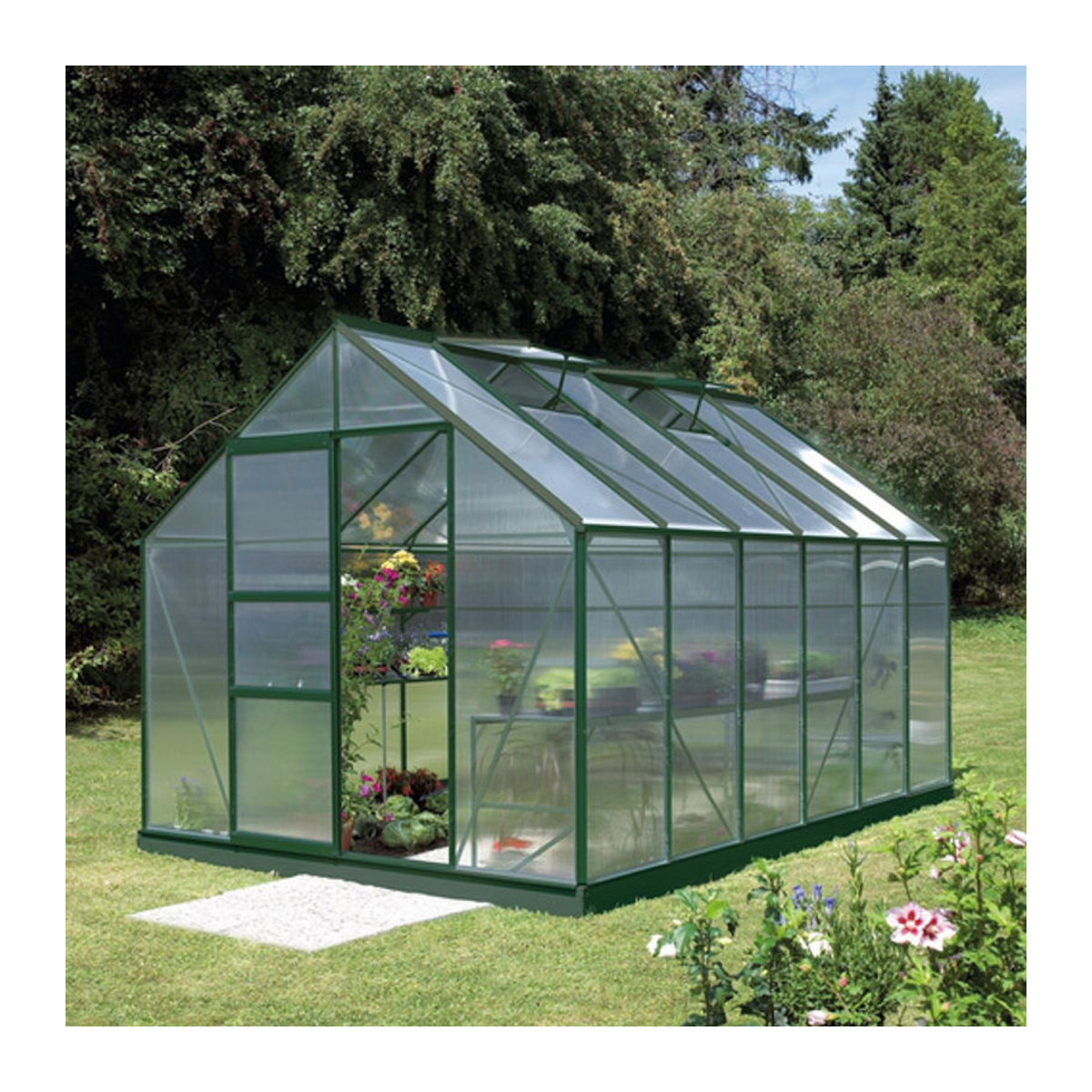 VITAVIA Gewächshaus Merkur in Grün aus Aluminium und Polycarbonat mit 9,9 m² Fläche - Bild 4