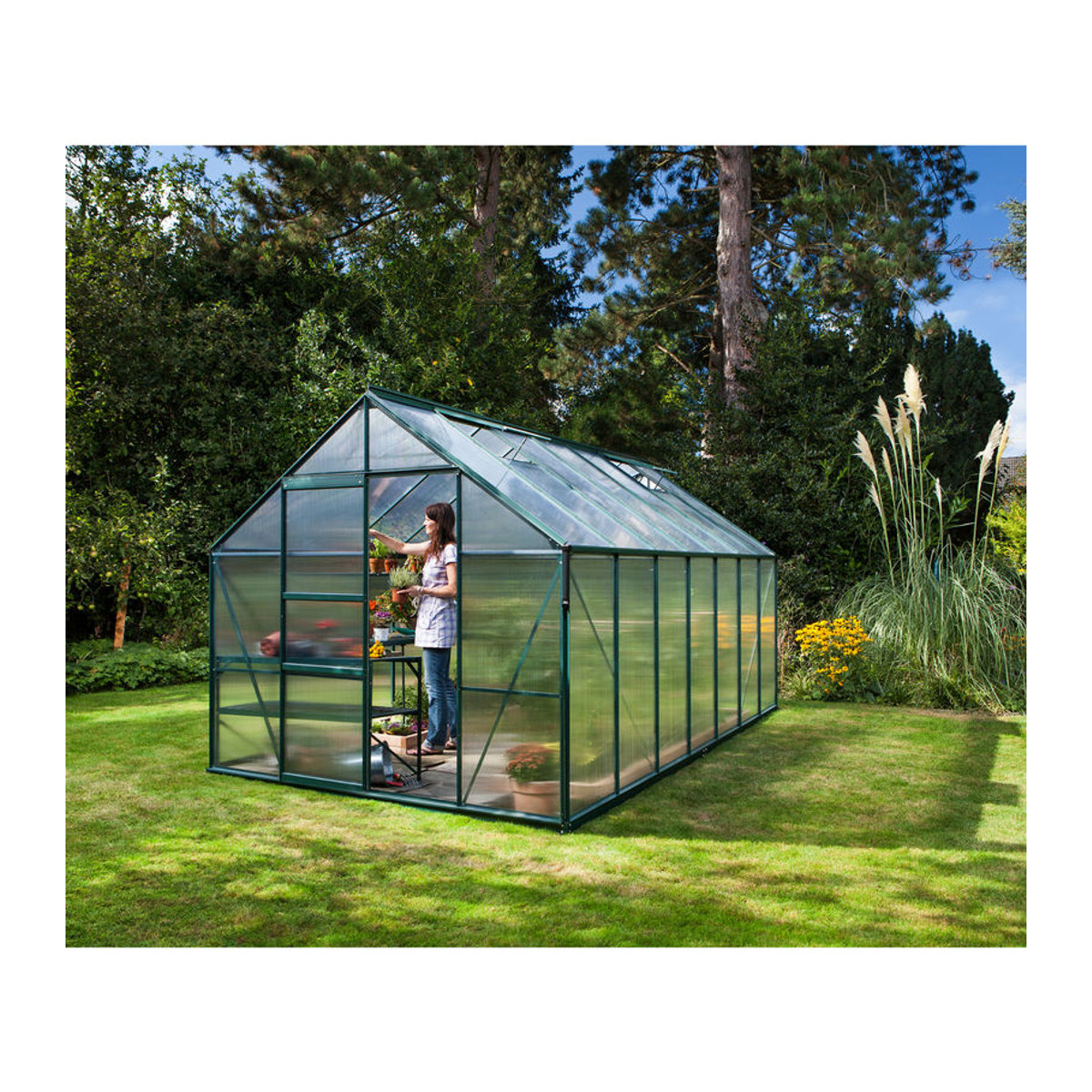 Vitavia Gewächshaus Merkur in Grün mit Aluminiumrahmen und Polycarbonat-Verglasung, 11,5 m² - Bild 3