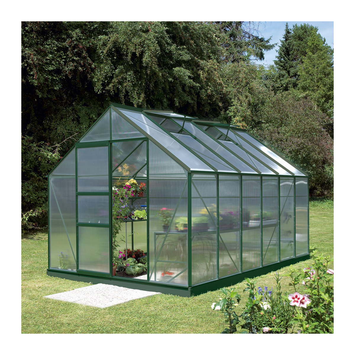Vitavia Gewächshaus Merkur in Grün mit Aluminiumrahmen und Polycarbonat-Verglasung, 9,9 m² - Bild 3