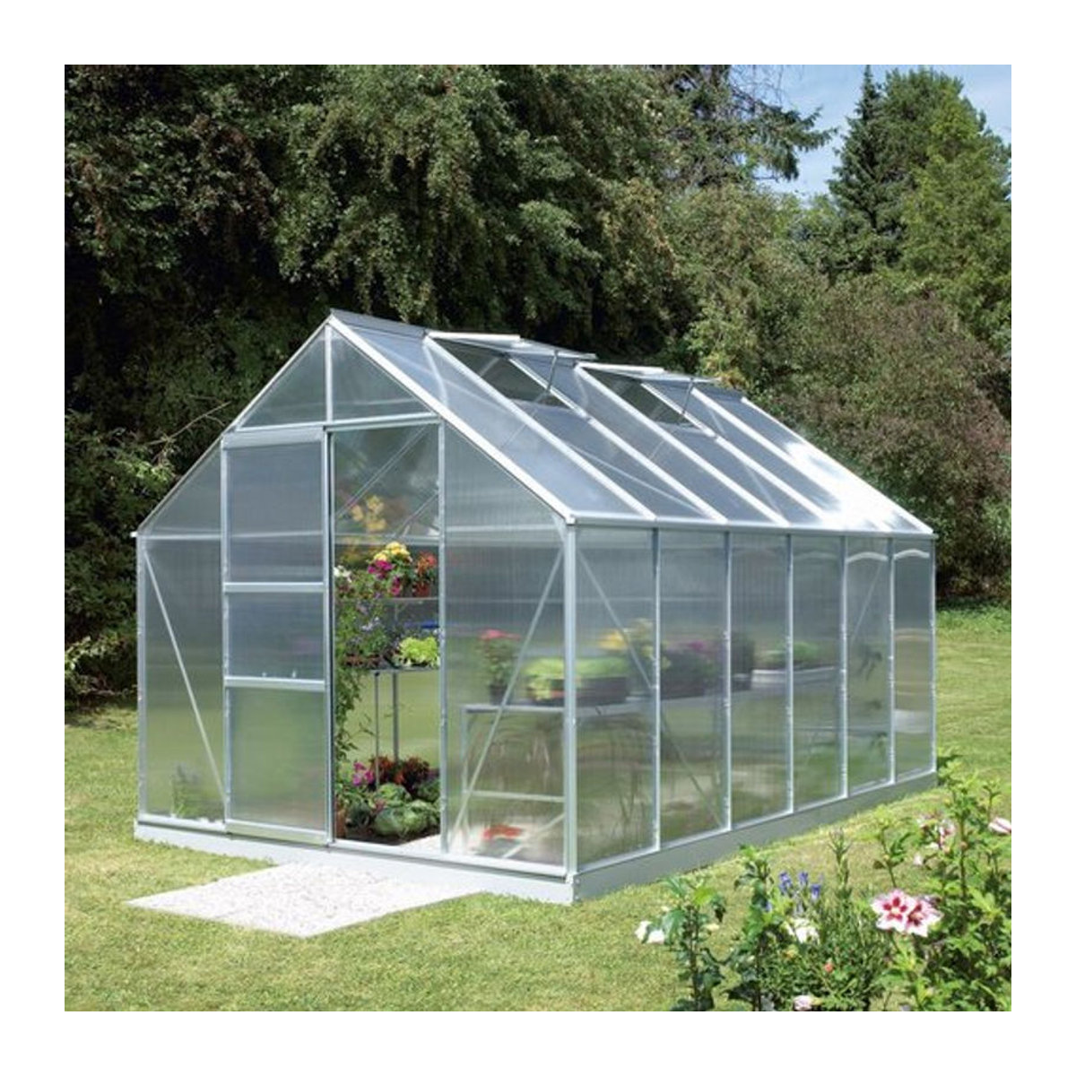 VITAVIA Gewächshaus Merkur mit 9,9 m² aus Aluminium und Polycarbonat in Silber - Bild 1