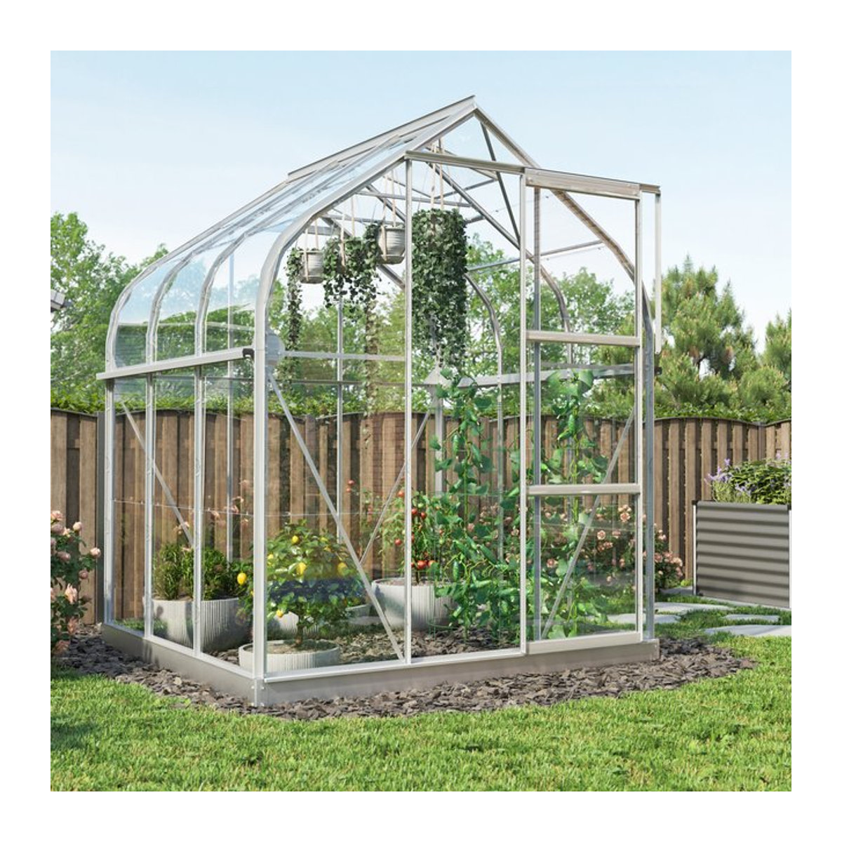 Vitavia Gewächshaus Orion 3800 aus eloxiertem Aluminium in Alufarben mit 3,8 m² und 3 mm ESG-Glas - Bild 1