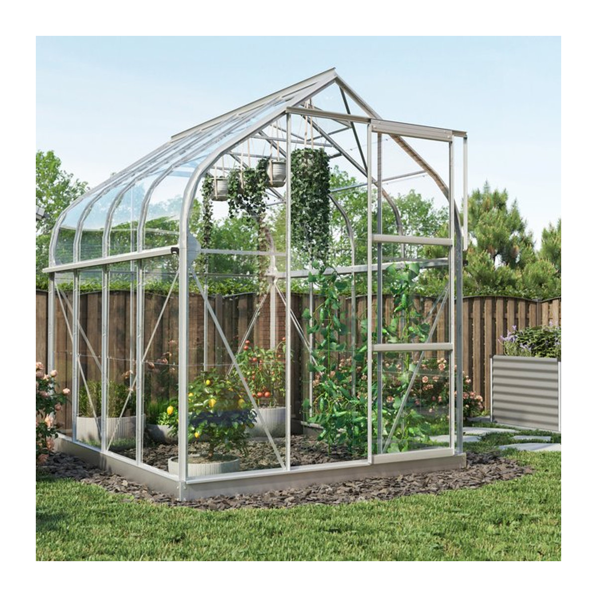 Vitavia Gewächshaus Orion 5000 aus eloxiertem Aluminium in Alufarben mit 5,0 m² und 3 mm ESG-Glas - Bild 1