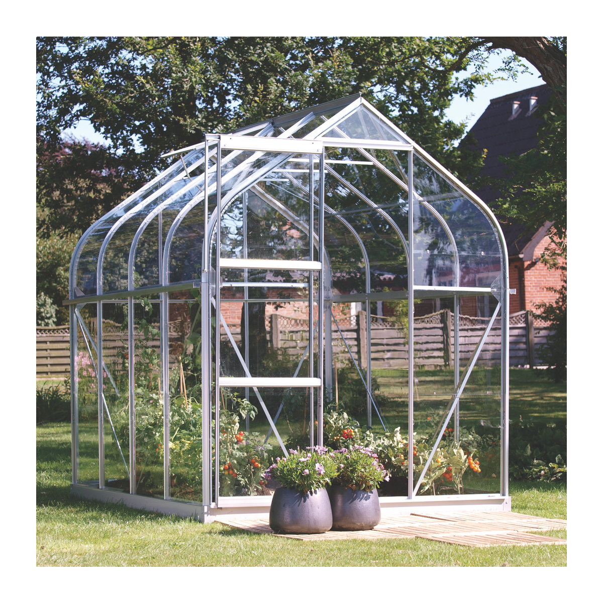 Vitavia Gewächshaus Orion 5000 aus eloxiertem Aluminium in Alufarben mit 5,0 m² und 3 mm ESG-Glas - Bild 2