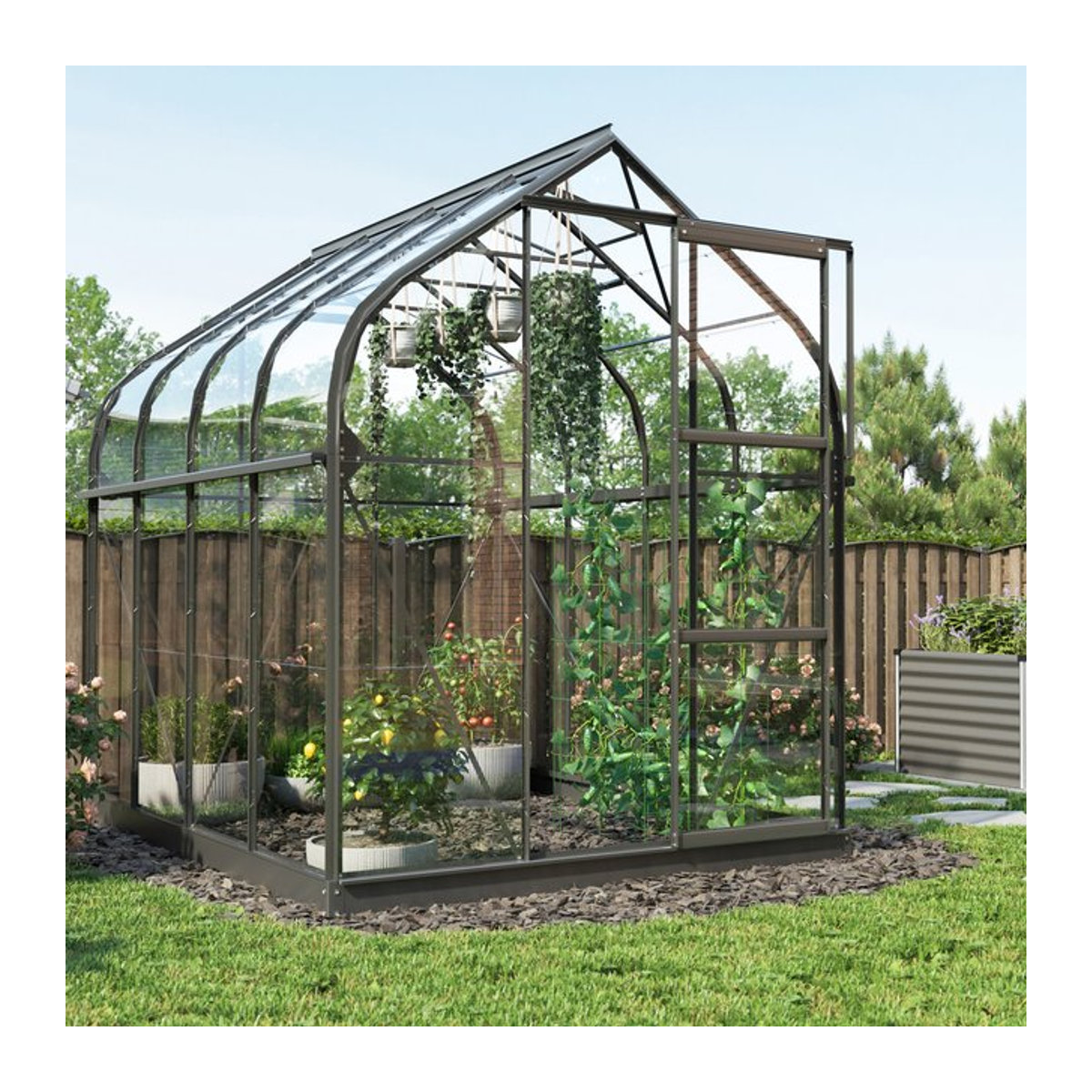 Vitavia Gewächshaus Orion 5000 in Schwarz mit 5,0 m² Fläche und 3 mm ESG Glas - Bild 1