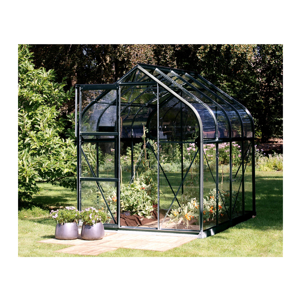 Vitavia Gewächshaus Orion 5000 in Schwarz mit 5,0 m² Fläche und 3 mm ESG Glas - Bild 4