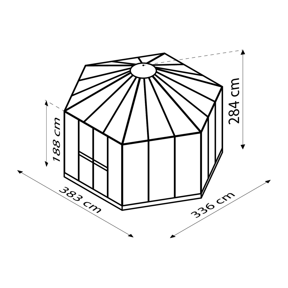 Vitavia Gewächshaus-Pavillon Juno in Schwarz mit Aluminiumrahmen, Glas und Polycarbonat, 9 m² - Bild 2
