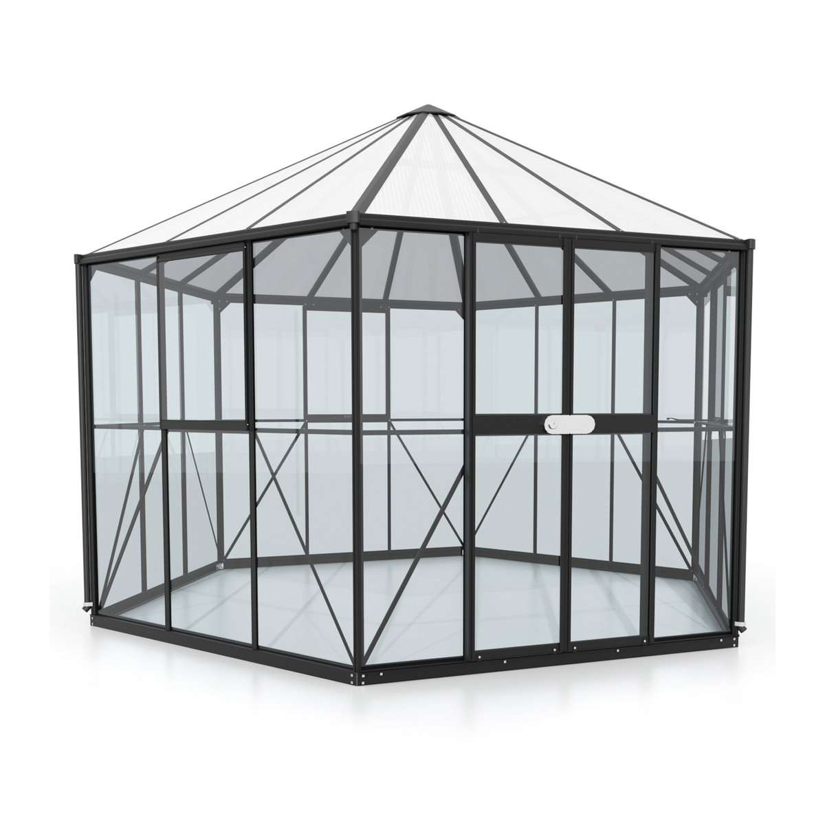 Vitavia Gewächshaus-Pavillon Juno in Schwarz mit Aluminiumrahmen, Glas und Polycarbonat, 9 m² - Bild 3