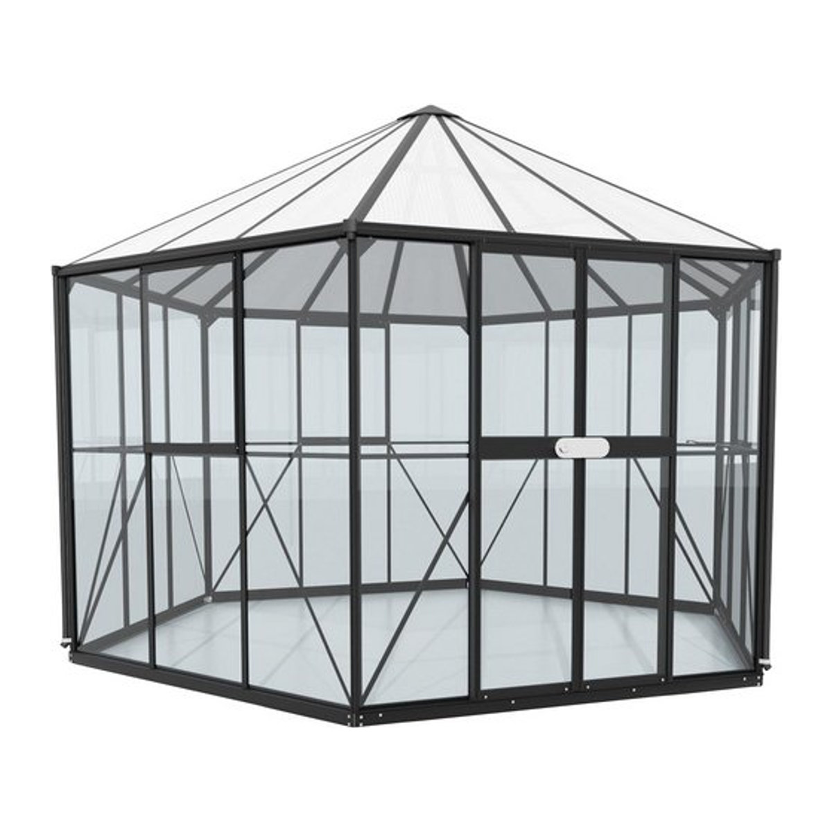 Vitavia Gewächshaus-Pavillon Juno in Schwarz mit Aluminiumrahmen, Glas und Polycarbonat, 9 m² - Bild 5