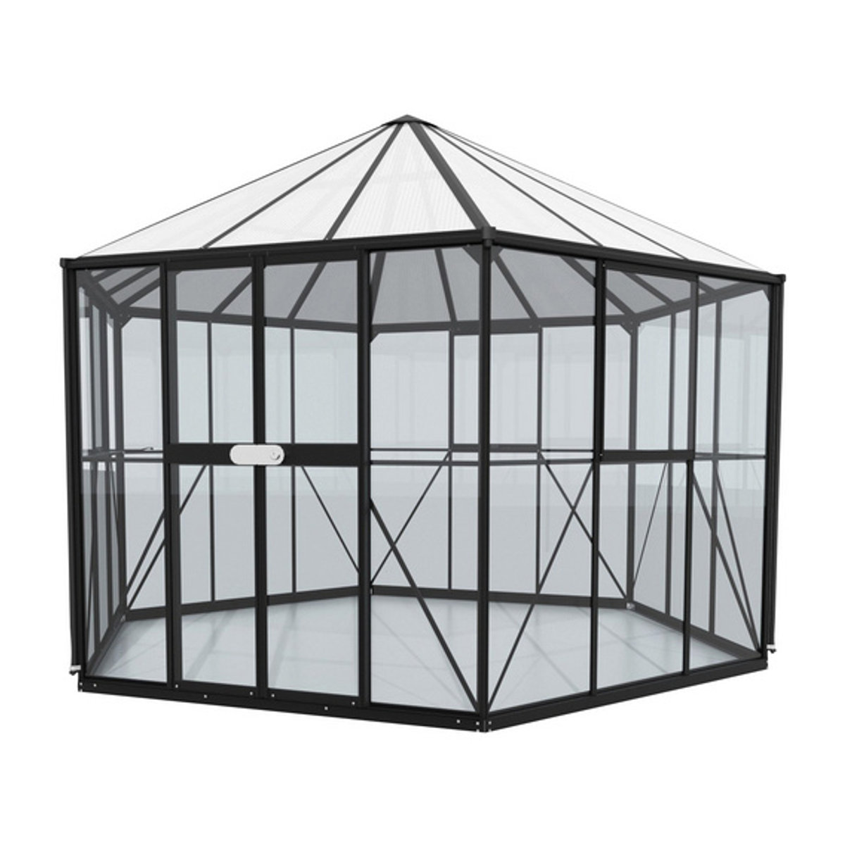 Vitavia Gewächshaus-Pavillon Juno in Schwarz mit Aluminiumrahmen, Glas und Polycarbonat, 9 m² - Bild 6