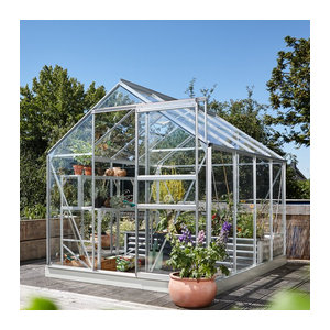 Vitavia Gewächshaus Planet 5000 aus Aluminium in Alufarben mit Fundament und 3 mm ESG Glas, 5,0 m²