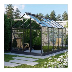 Vitavia Gewächshaus Planet 6200 mit Fundament, schwarz, 6,2 m², ESG-Glas und Aluminiumrahmen