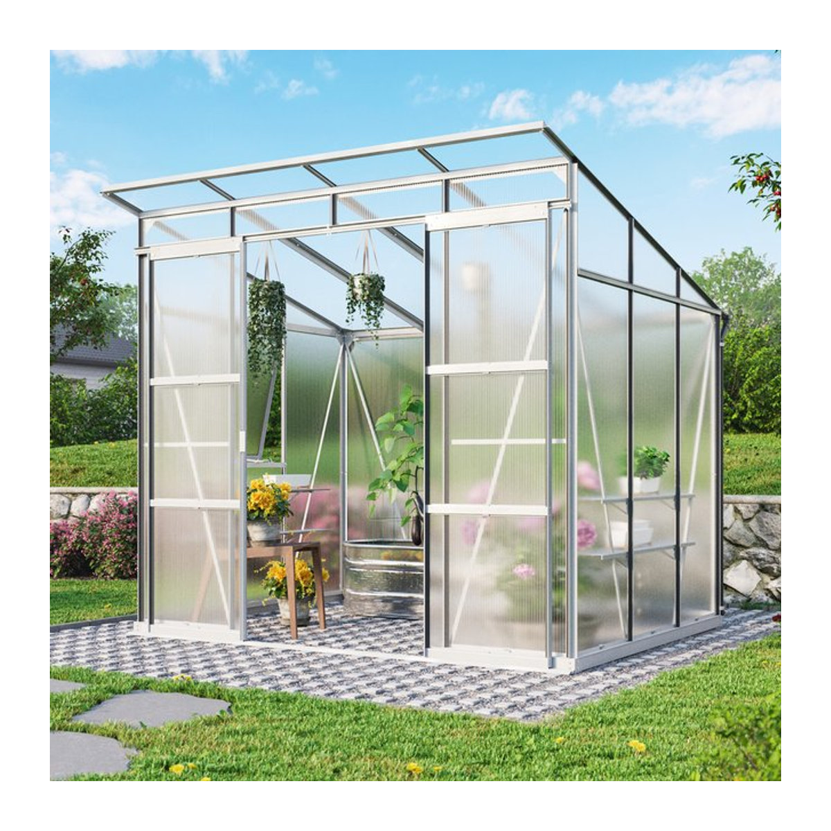 Vitavia Gewächshaus Playa 5900 in Alufarben mit Aluminiumrahmen und 6 mm Polycarbonat-Platten, 5,9 m² - Bild 1