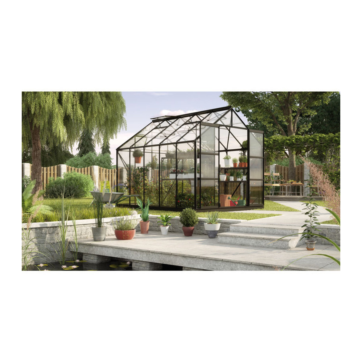 Vitavia Gewächshaus-Set Uranus 8300 in Schwarz mit LED-Leuchte, Aluminium und 3 mm ESG-Glas - Bild 4