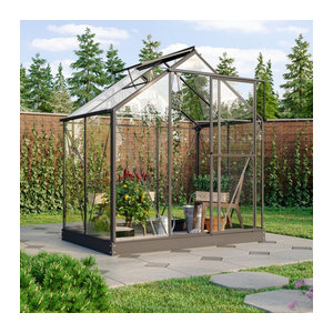 Vitavia Gewächshaus Triton 2500 mit Stahlfundament in Schwarz und 3 mm ESG Glas