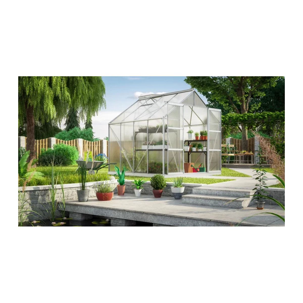Vitavia Gewächshaus Uranus 6700 aus eloxiertem Aluminium in Alufarben mit 6,7 m² Fläche und 4 mm Polycarbonat-Platten - Bild 1