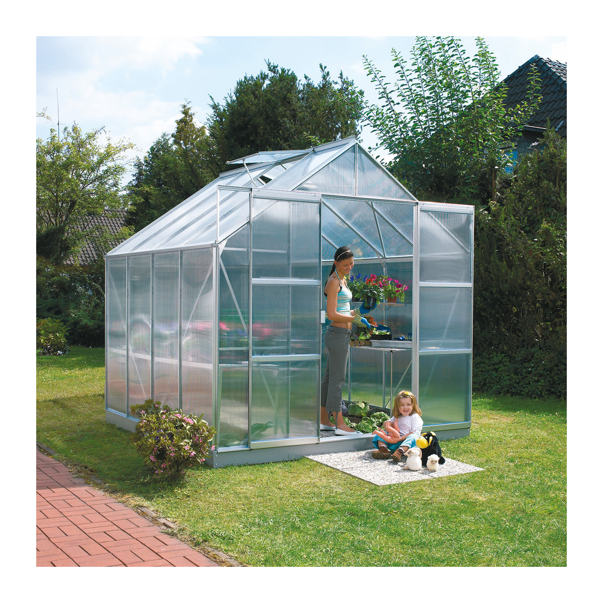Vitavia Gewächshaus Uranus 6700 aus eloxiertem Aluminium in Alufarben mit 6,7 m² Fläche und 4 mm Polycarbonat-Platten - Bild 2