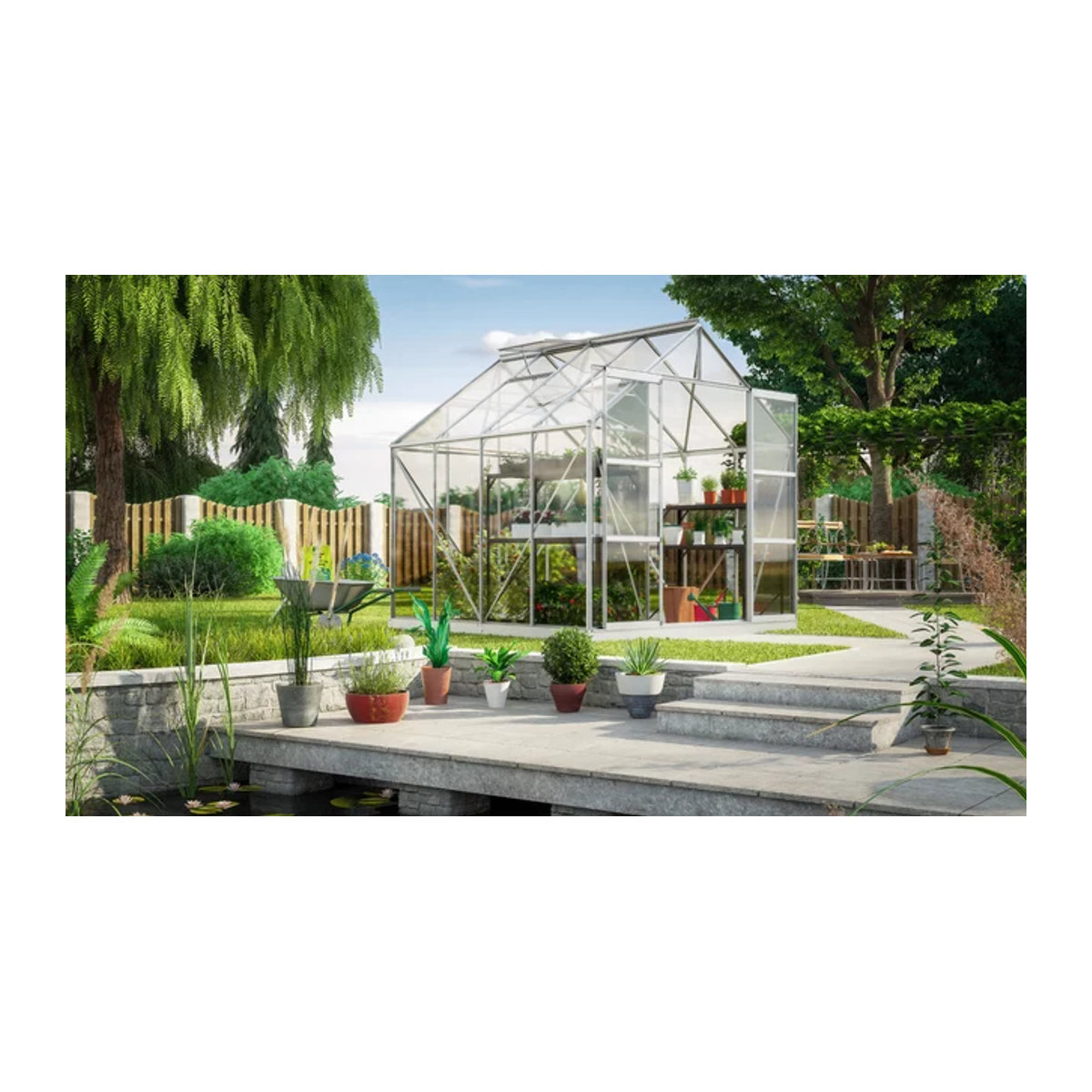 Vitavia Gewächshaus Uranus 6700 aus eloxiertem Aluminium in Alufarben mit 6,7 m² und 3 mm ESG-Glas - Bild 1