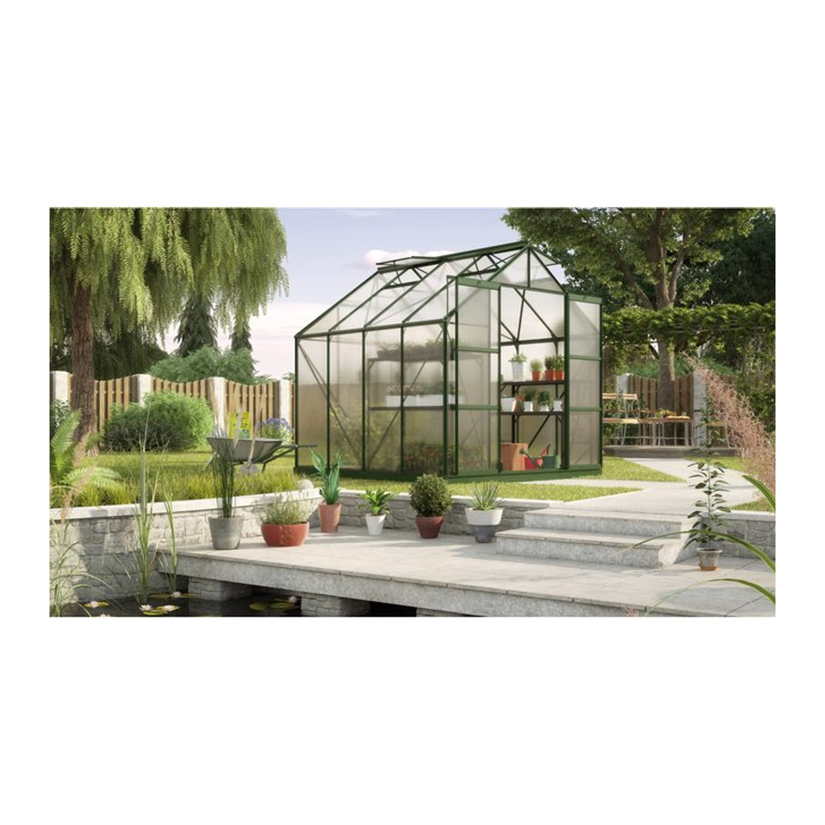Vitavia Gewächshaus Uranus 6700 in Smaragdgrün mit Aluminiumrahmen und 6 mm Polycarbonat-Verglasung, 6,7 m² - Bild 1