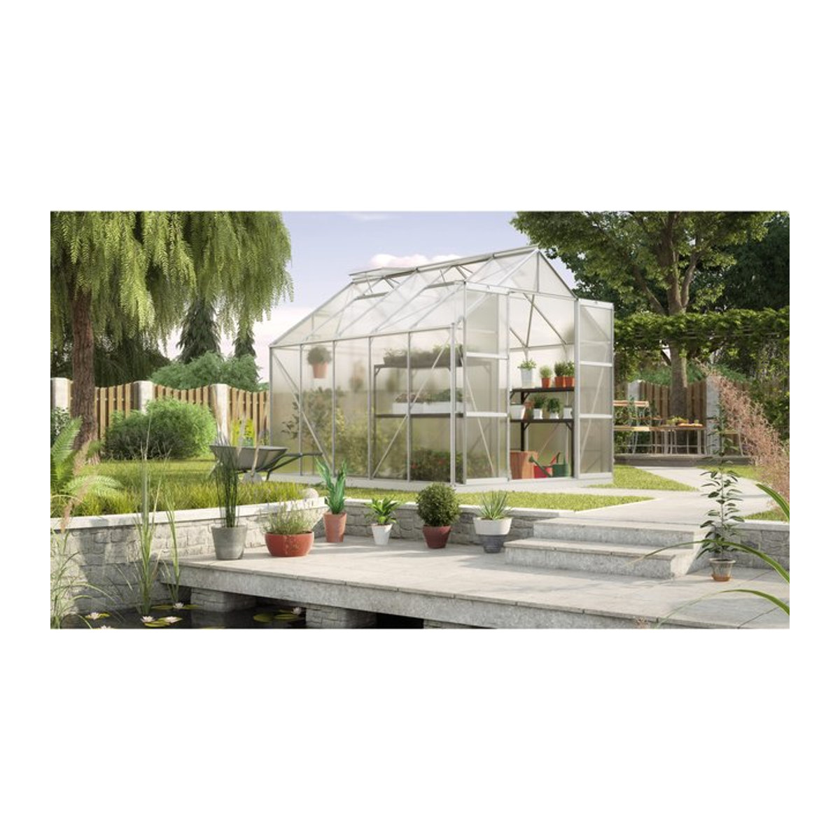Vitavia Gewächshaus Uranus 8300 aus Aluminium in Alufarben mit 8,3 m² Fläche und 4 mm Polycarbonat-Verglasung - Bild 1
