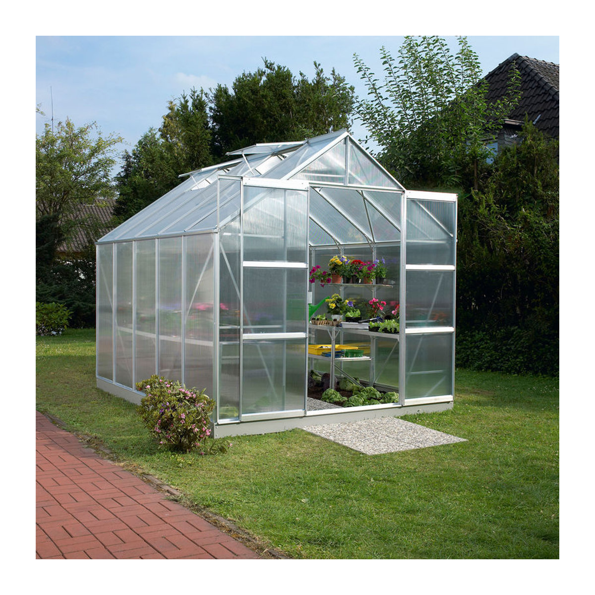 Vitavia Gewächshaus Uranus 8300 aus Aluminium in Alufarben mit 8,3 m² Fläche und 4 mm Polycarbonat-Verglasung - Bild 2