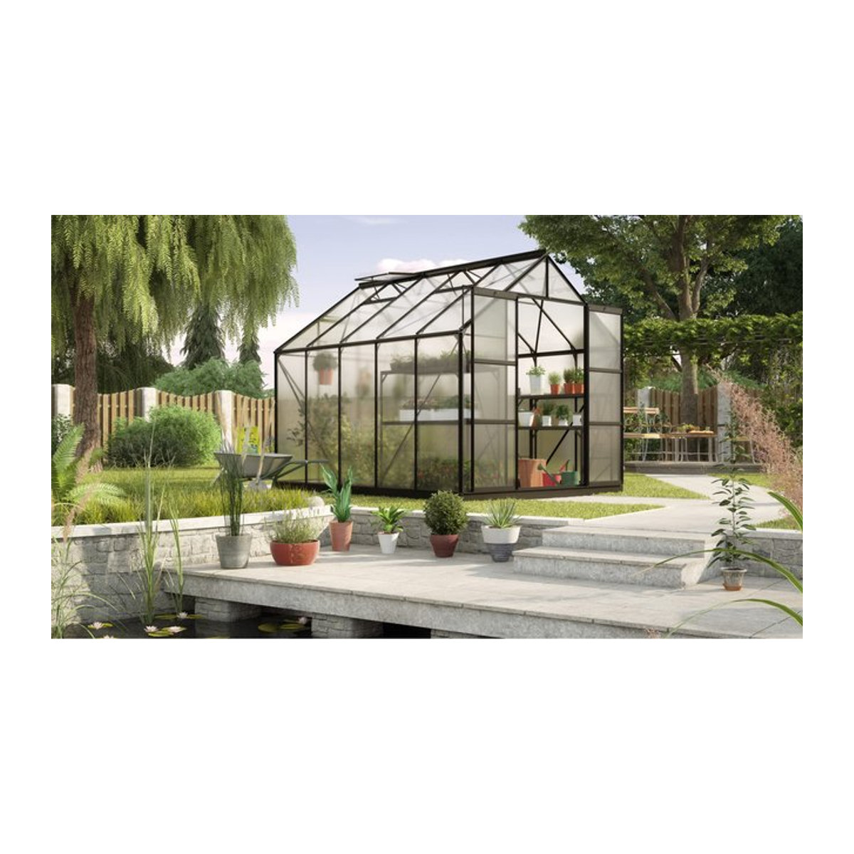 Vitavia Gewächshaus Uranus 8300 in Schwarz mit 8,3 m² Fläche und 4 mm Polycarbonat-Platten - Bild 1
