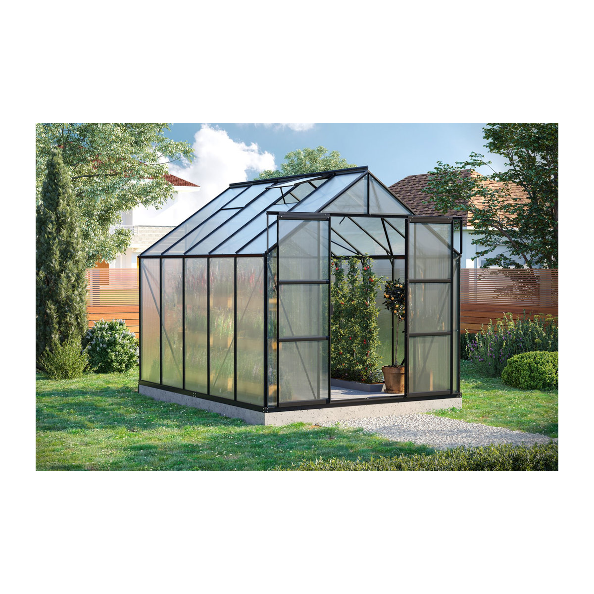 Vitavia Gewächshaus Uranus 8300 in Schwarz mit 8,3 m² Fläche und 4 mm Polycarbonat-Platten - Bild 3