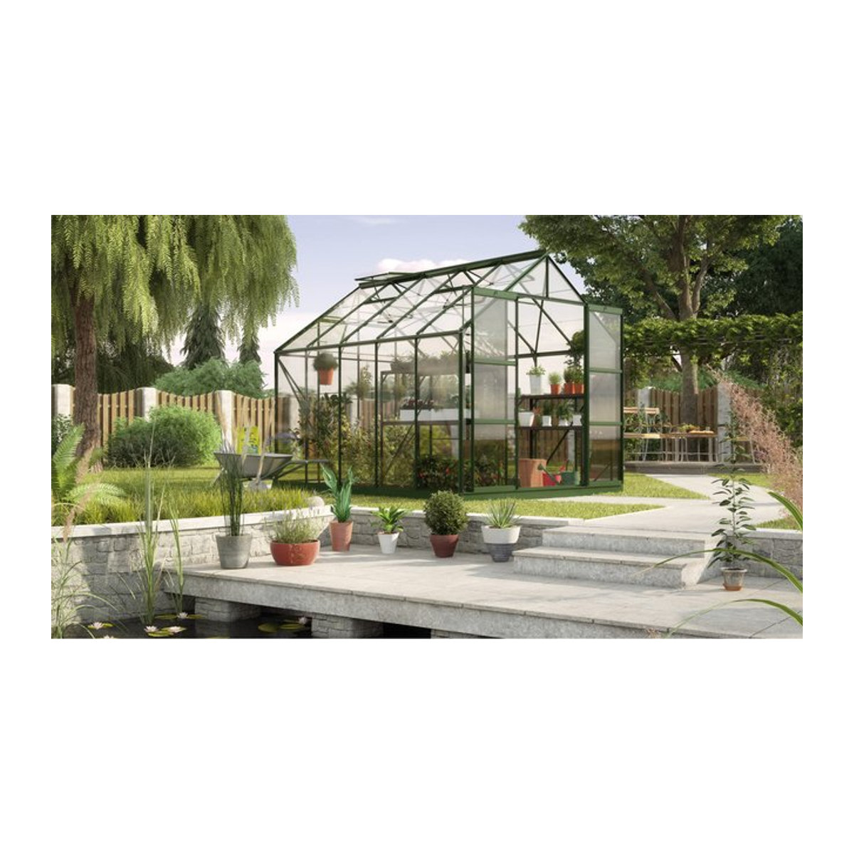 Vitavia Gewächshaus Uranus 8300 in Smaragdgrün mit Glas und Aluminium, 8,3 m² - Bild 1