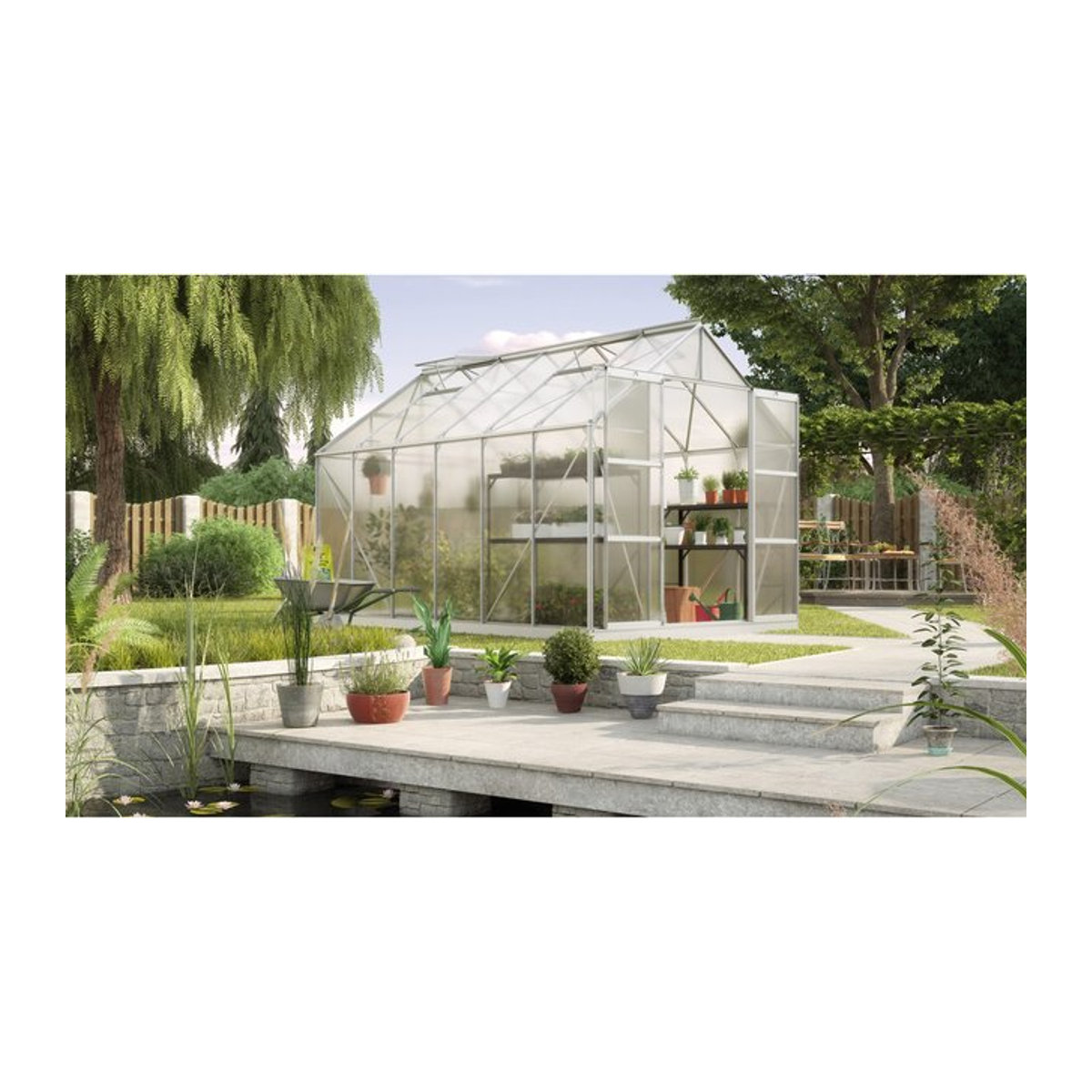 Vitavia Gewächshaus Uranus 9900 aus eloxiertem Aluminium in Alufarben mit 9,9 m² und 4 mm Polycarbonat-Platten - Bild 1