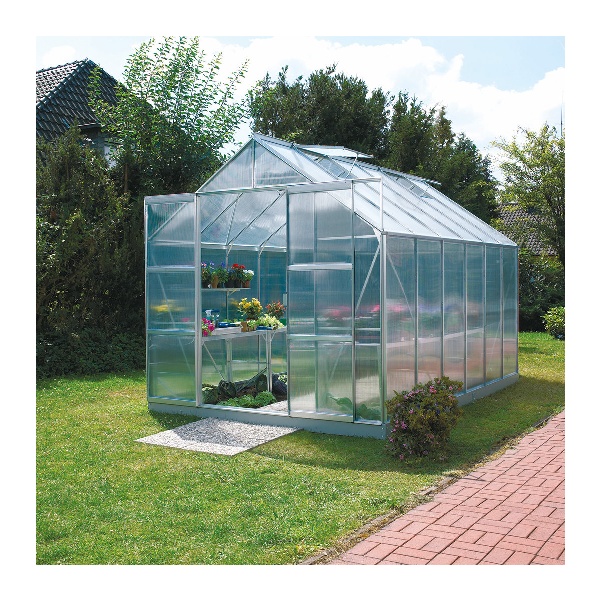 Vitavia Gewächshaus Uranus 9900 aus eloxiertem Aluminium in Alufarben mit 9,9 m² und 4 mm Polycarbonat-Platten - Bild 3