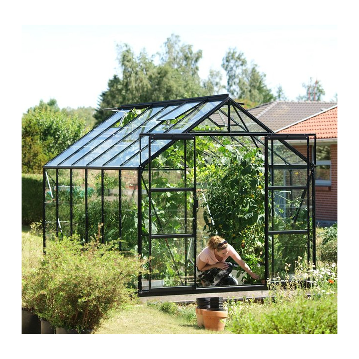 Vitavia Gewächshaus Uranus 9900 in Schwarz mit 9,9 m² und 3 mm ESG-Glas und Aluminiumrahmen - Bild 1