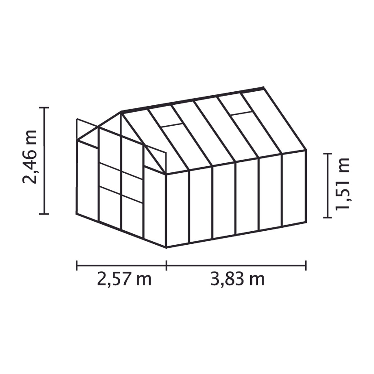 Vitavia Gewächshaus Uranus 9900 in Schwarz mit 9,9 m² und 3 mm ESG-Glas und Aluminiumrahmen - Bild 2