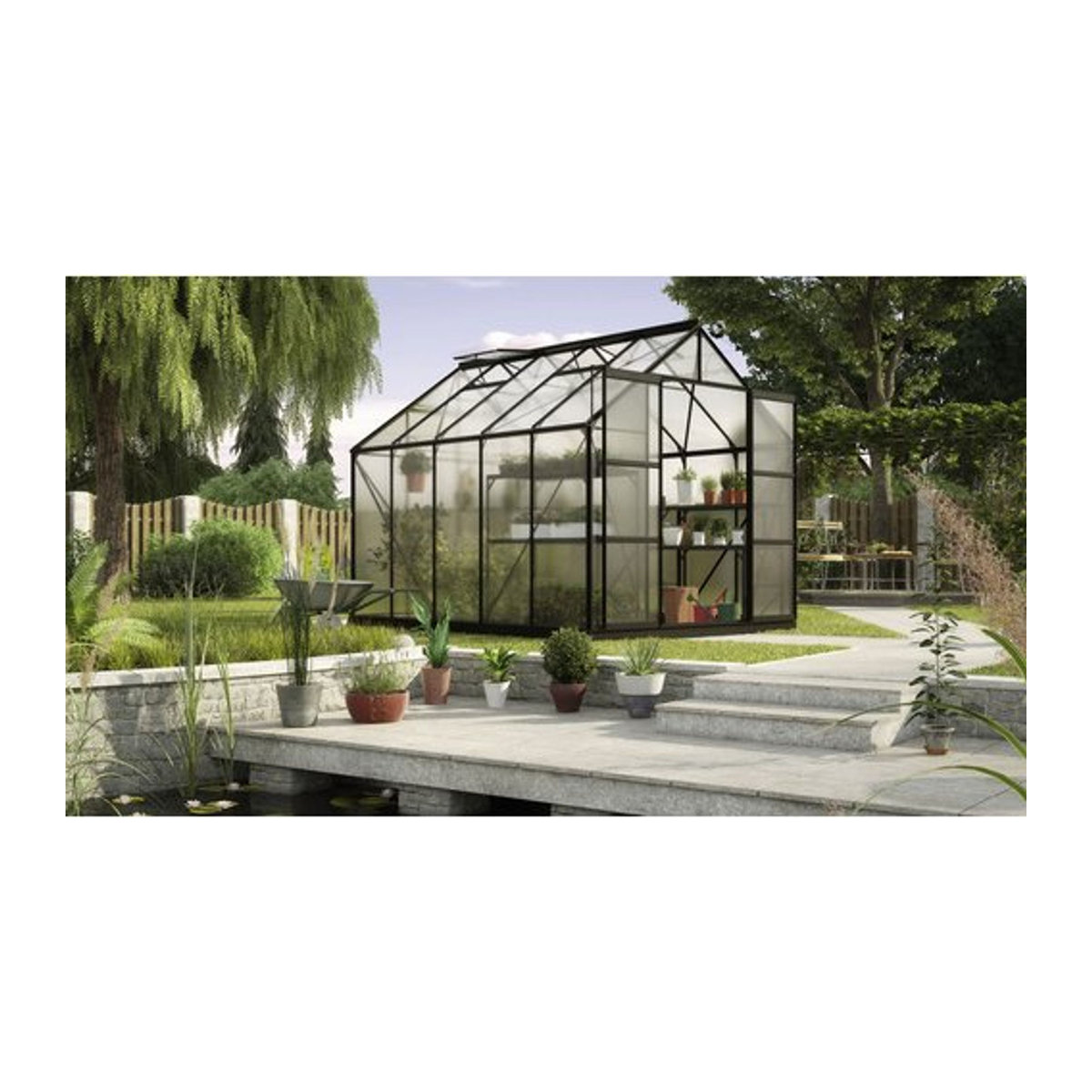 VITAVIA Gewächshaus Uranus mit 8,3 m² aus Aluminium und Polycarbonat in Schwarz - Bild 1