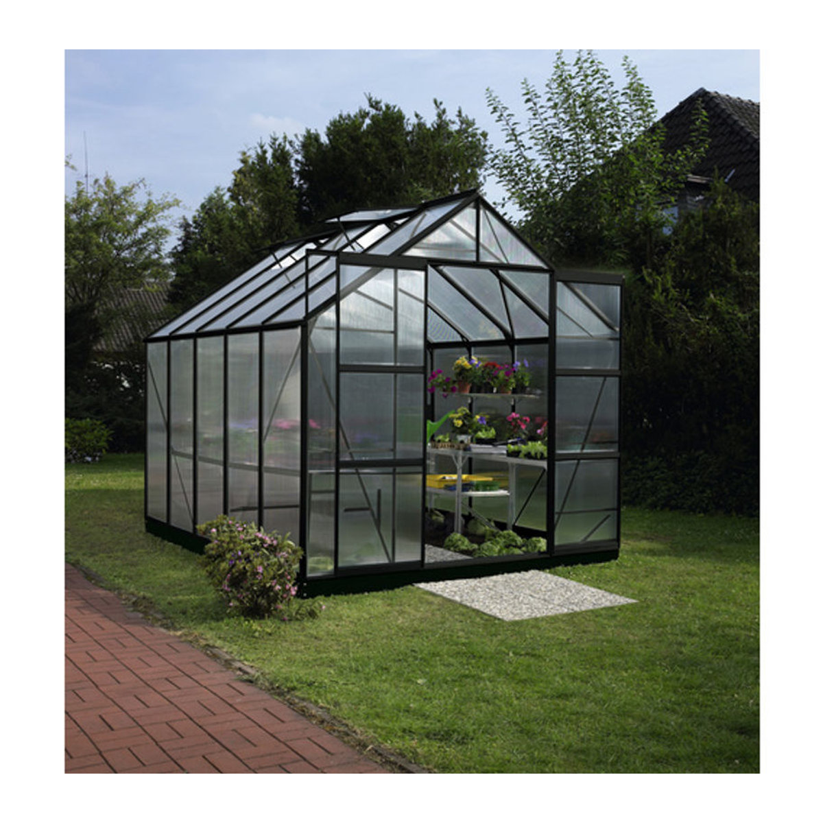 VITAVIA Gewächshaus Uranus mit 8,3 m² aus Aluminium und Polycarbonat in Schwarz - Bild 4
