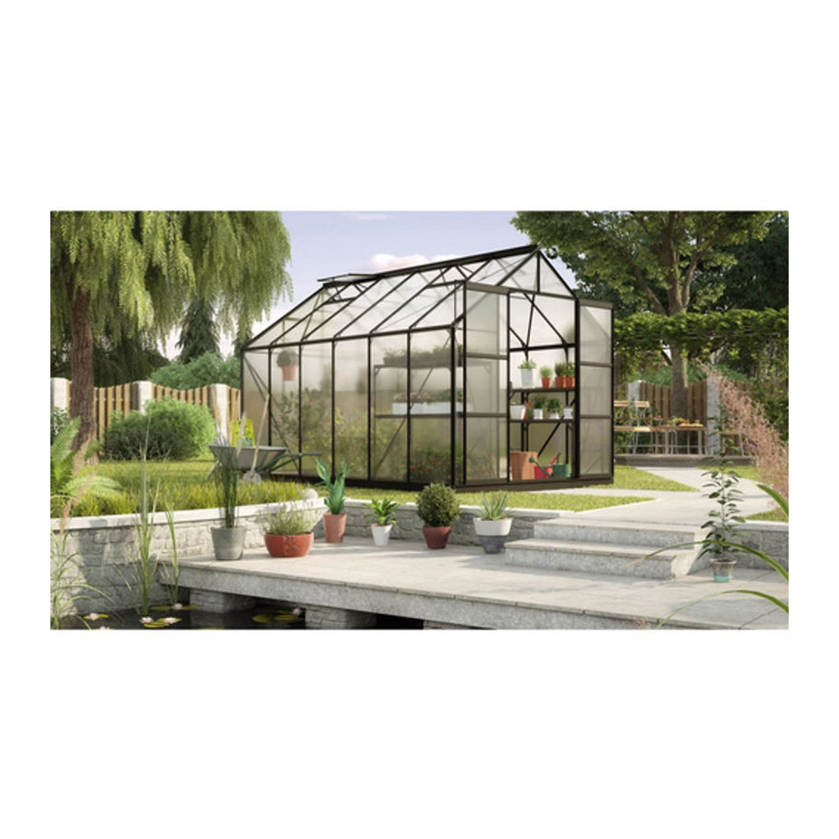 VITAVIA Gewächshaus Uranus mit 9,9 m² aus Aluminium und Polycarbonat in Schwarz - Bild 2
