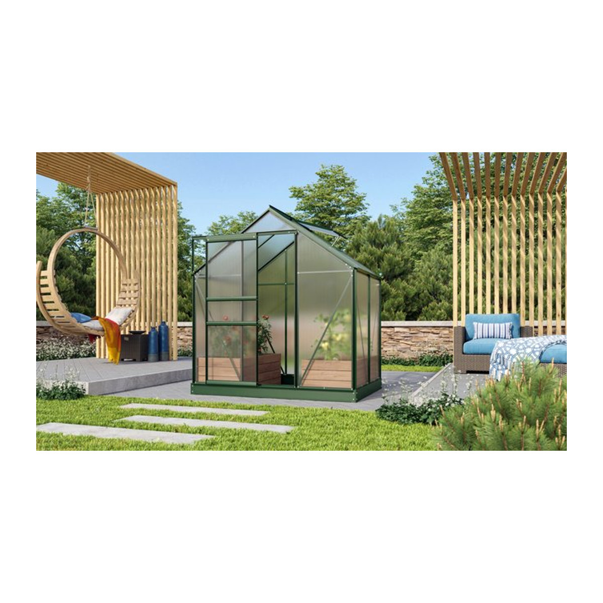 Vitavia Gewächshaus Venus 2500 in Grün mit Polycarbonat und Aluminium, 2,5 m² - Bild 1