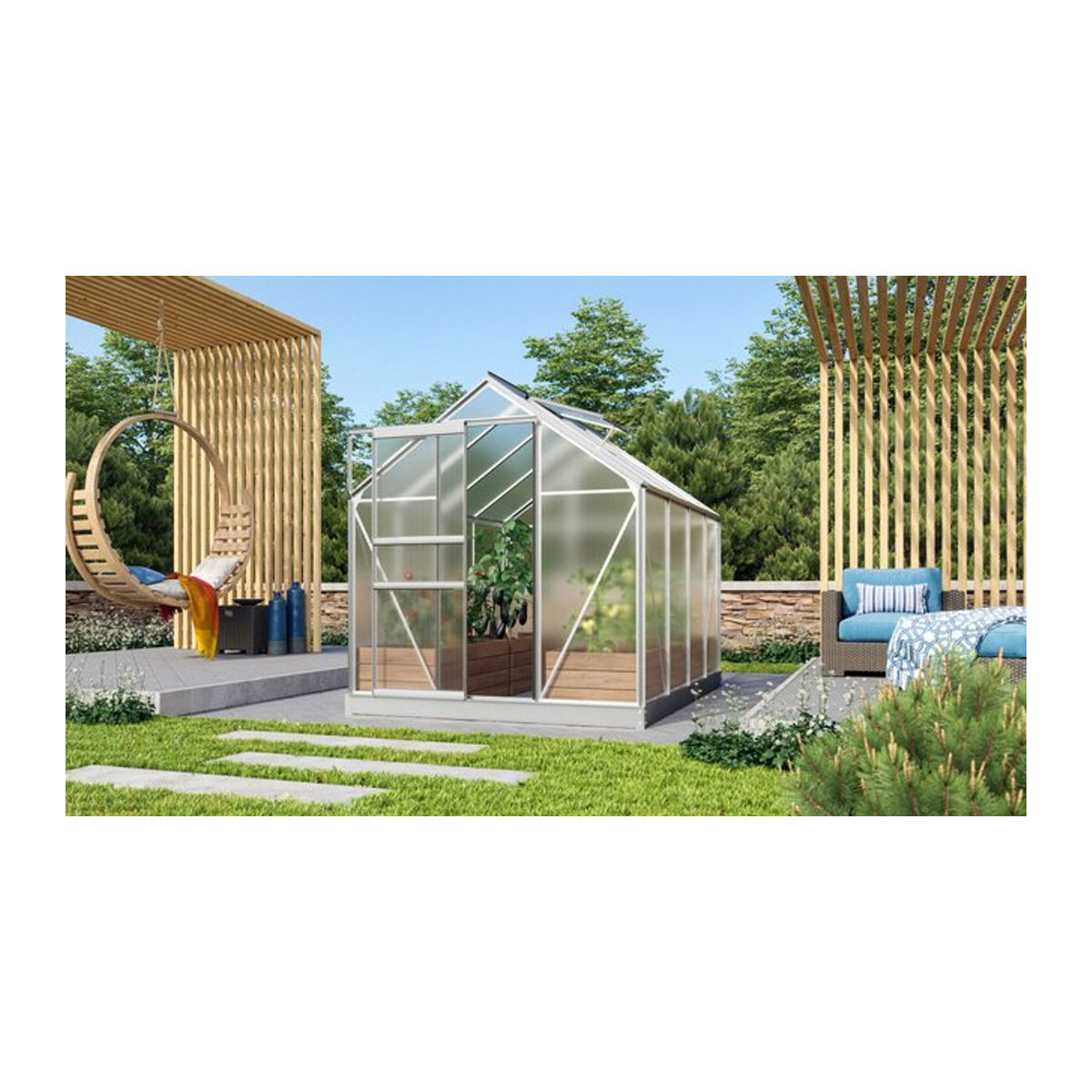 Vitavia Gewächshaus Venus 5000 aus Aluminium und Polycarbonat in Silber, 5 m² - Bild 1