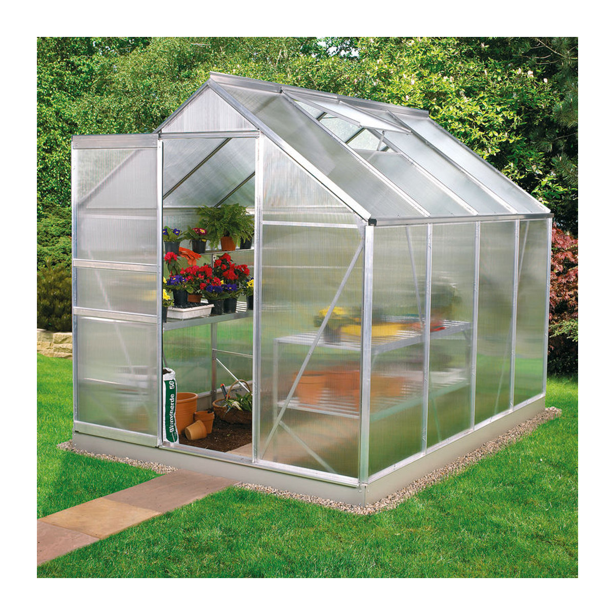 Vitavia Gewächshaus Venus 5000 aus Aluminium und Polycarbonat in Silber, 5 m² - Bild 3