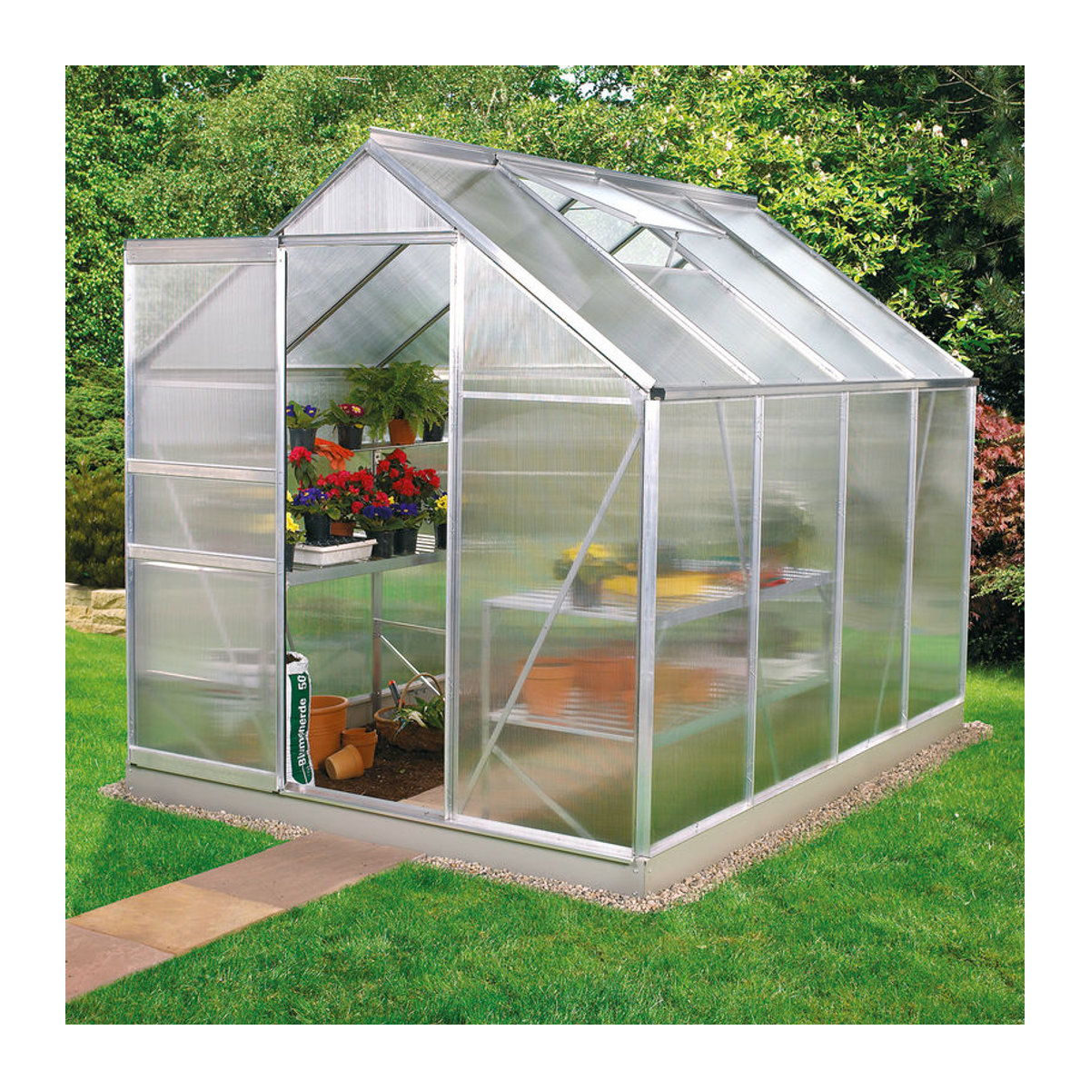 Vitavia Gewächshaus Venus 5000 aus eloxiertem Aluminium in Alufarben mit 5,0 m² und Polycarbonat-Verglasung - Bild 3