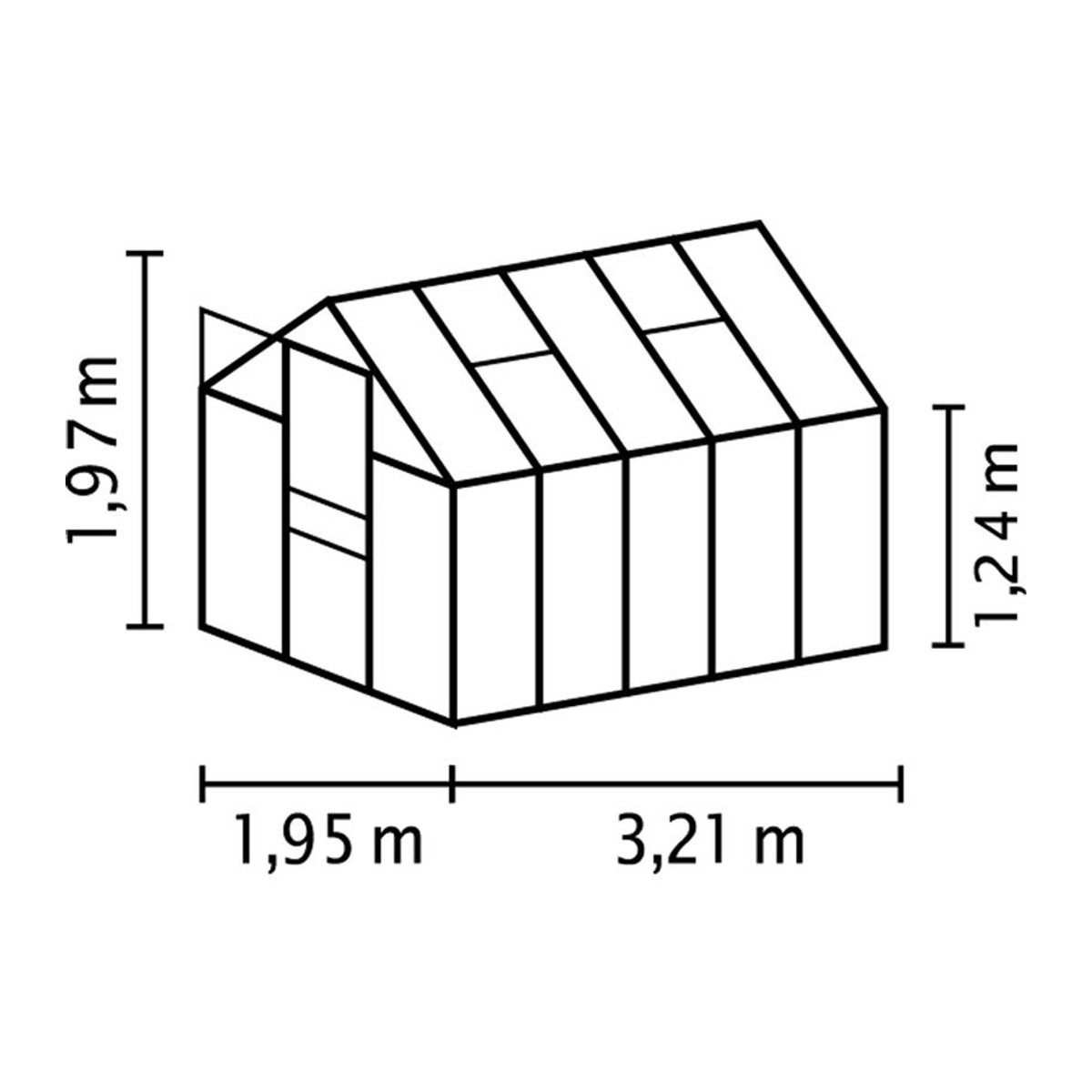 Vitavia Gewächshaus Venus 6200 aus eloxiertem Aluminium in Alufarben mit 6,2 m² und 3 mm ESG-Glas - Bild 2
