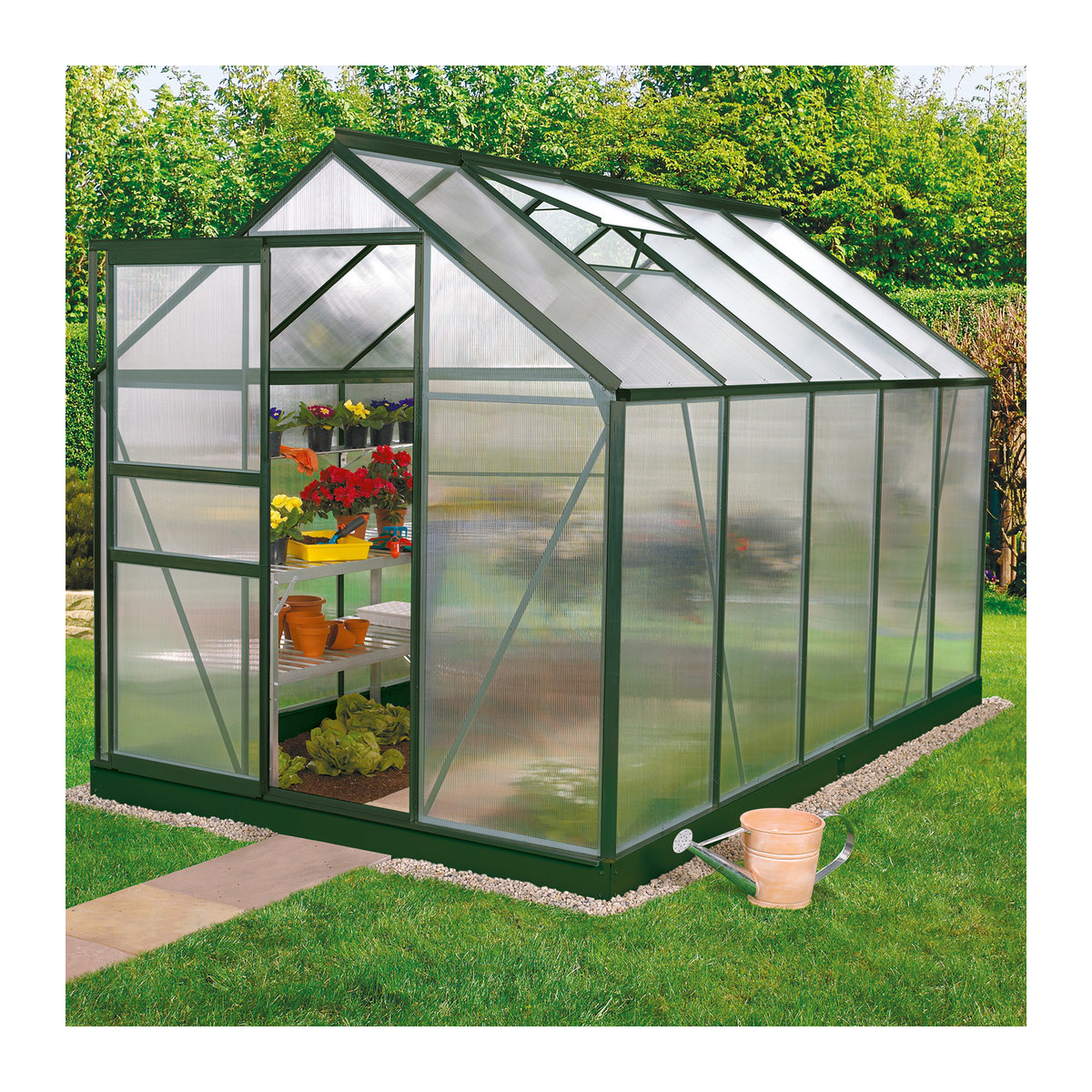 Vitavia Gewächshaus Venus in Grün mit Aluminiumrahmen und Polycarbonat-Platten, 6,2 m² - Bild 4