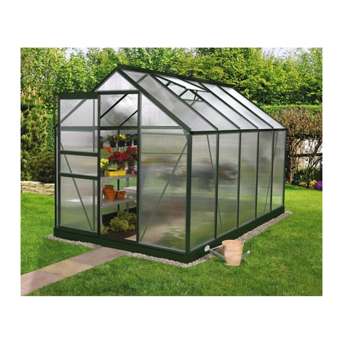 Vitavia Gewächshaus Venus in Grün mit Aluminiumrahmen und Polycarbonat-Platten, 6,2 m² - Bild 5