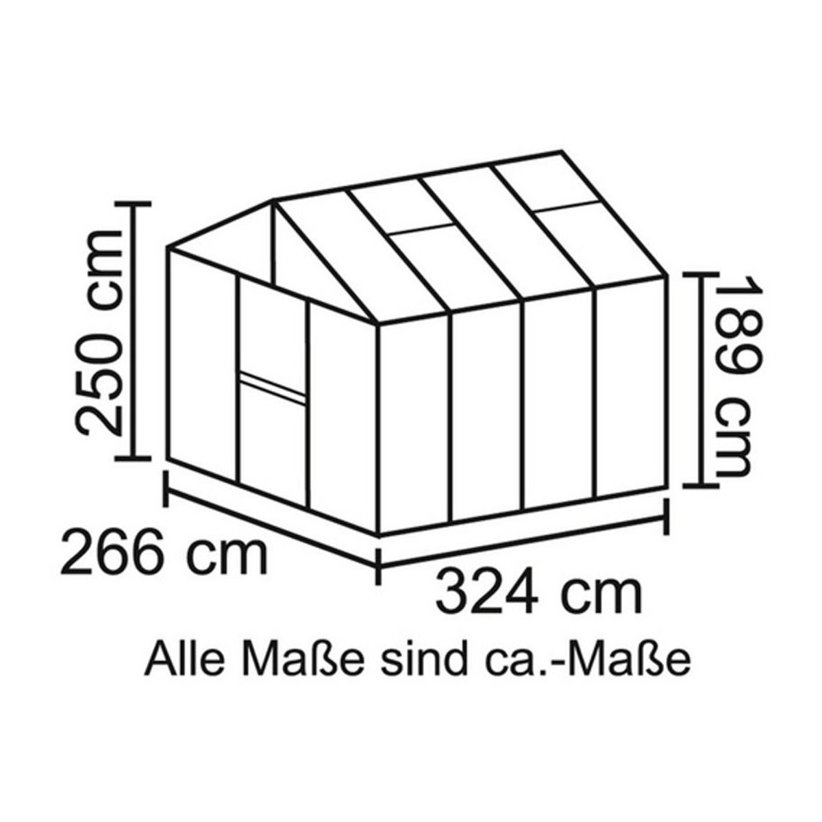 VITAVIA Gewächshaus Zeus, 8,1 m², Aluminium und Glas, Schwarz, B/T/H: 340,7 x 258,4 x 250,4 cm - Bild 2