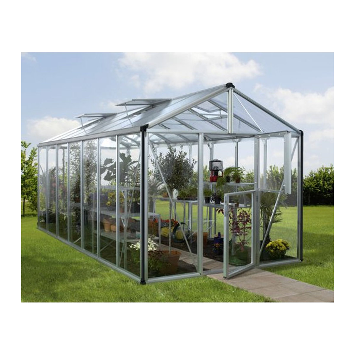 VITAVIA Gewächshaus Zeus aus Aluminium und Glas in Silber, 13,8 m² - Bild 1