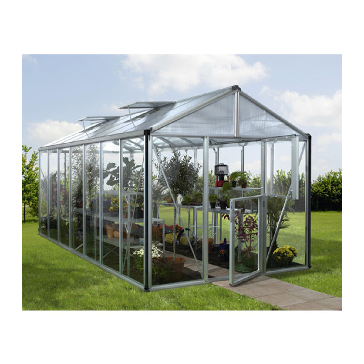 VITAVIA Gewächshaus Zeus aus Aluminium und Glas in Silber, 13,8 m² - Bild 3